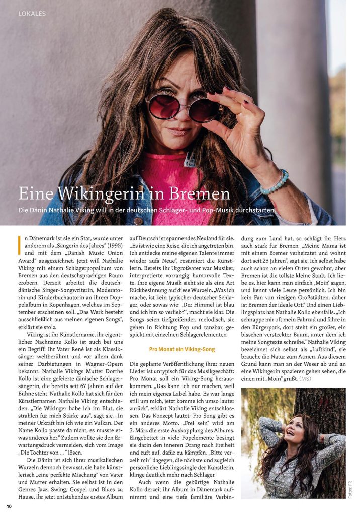 Artikel im Stadtmagazin Bremen über Nathalie Viking